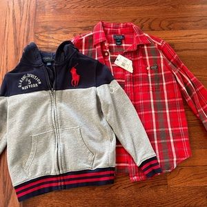 Ralph Lauren zip up hoodie and flannel button down